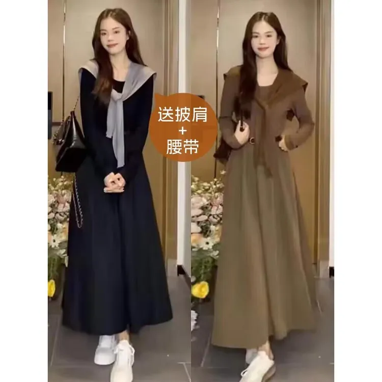 VOCKOO官方韩式晚秋初冬服装（女式全套黑裙），秋装，2025新流行