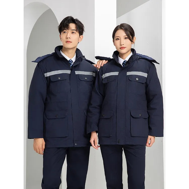 防静电工作服男加厚劳保服冬季防寒服户外环卫物业保洁定制棉衣女