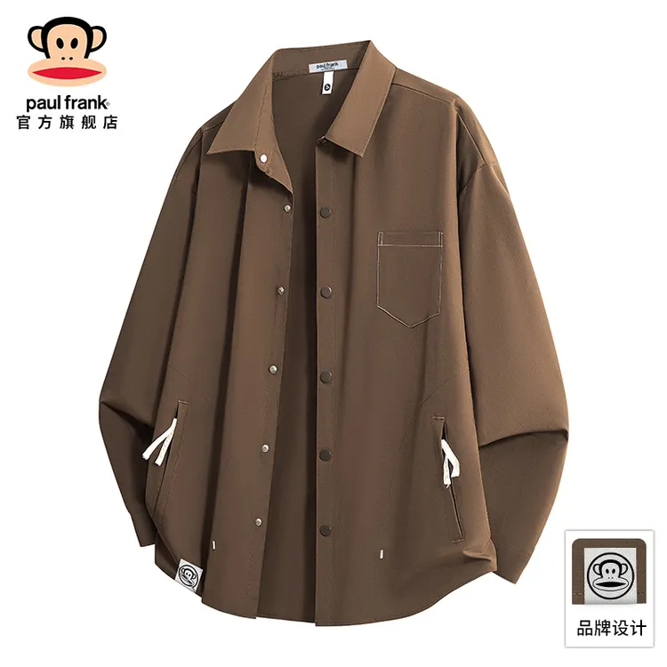 PaulFrank/大嘴猴潮流工装长袖衬衫男士2025秋季防晒休闲宽松上衣