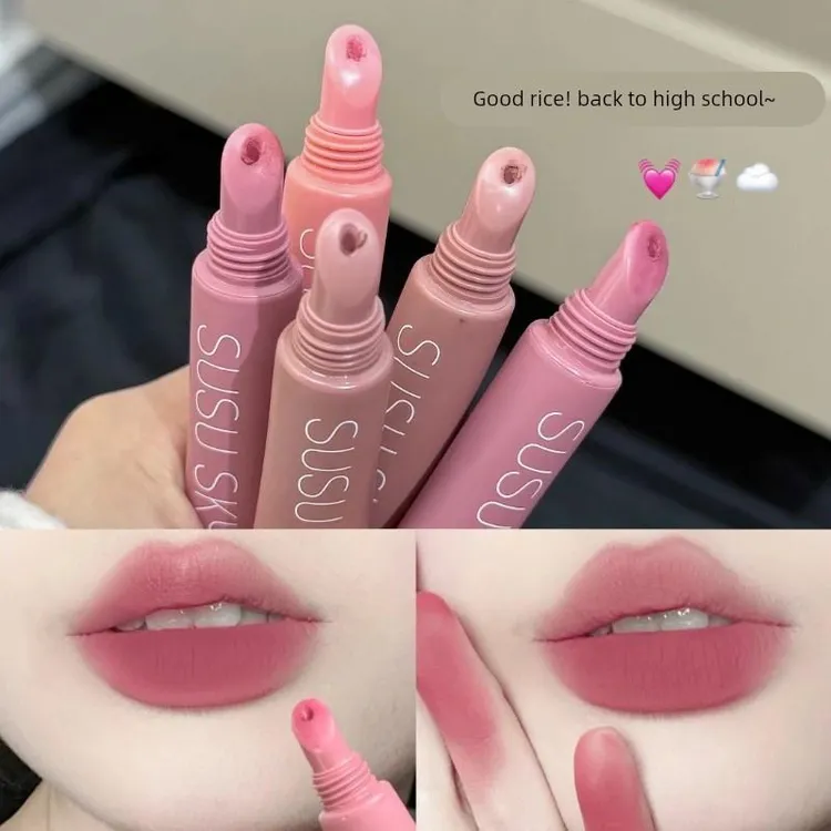 新品日系云柔唇泥雾面哑光丝绒不掉色不沾杯唇部打底显白口红唇釉