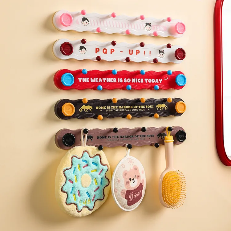 多巴胺旋转吸盘联排挂钩免打孔强力承重浴室厨房玄关门口收纳挂钩