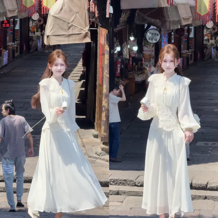 【婷婷】《塞纳河畔》蕾丝拼接仙女裙 TT2SQTM2069