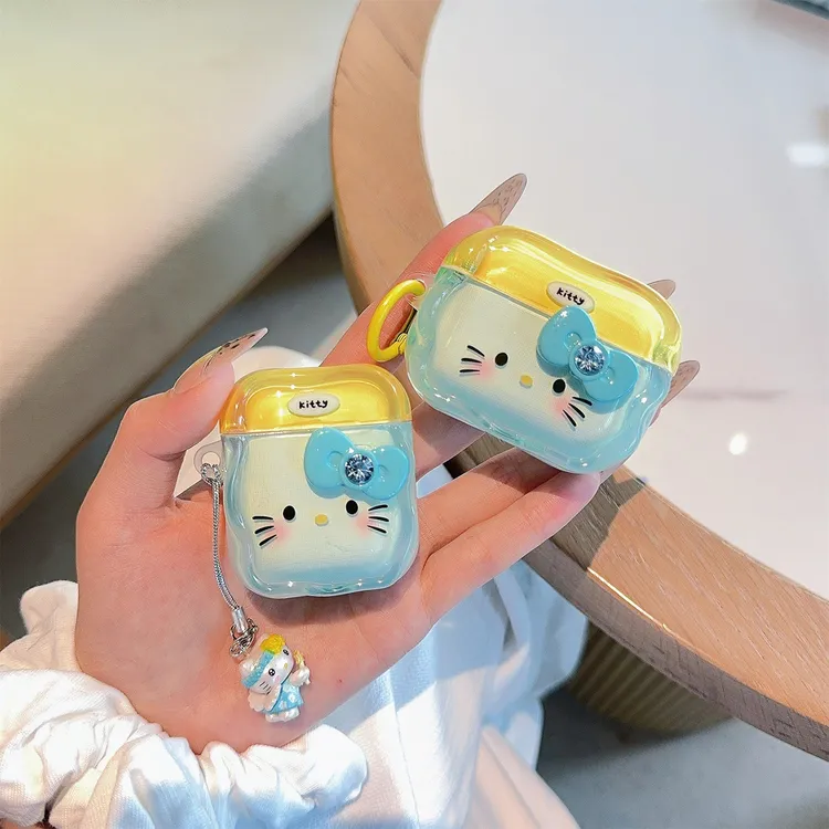 线条KT猫适用airpods pro3代4代降噪版5代苹果可爱耳机壳保护套
