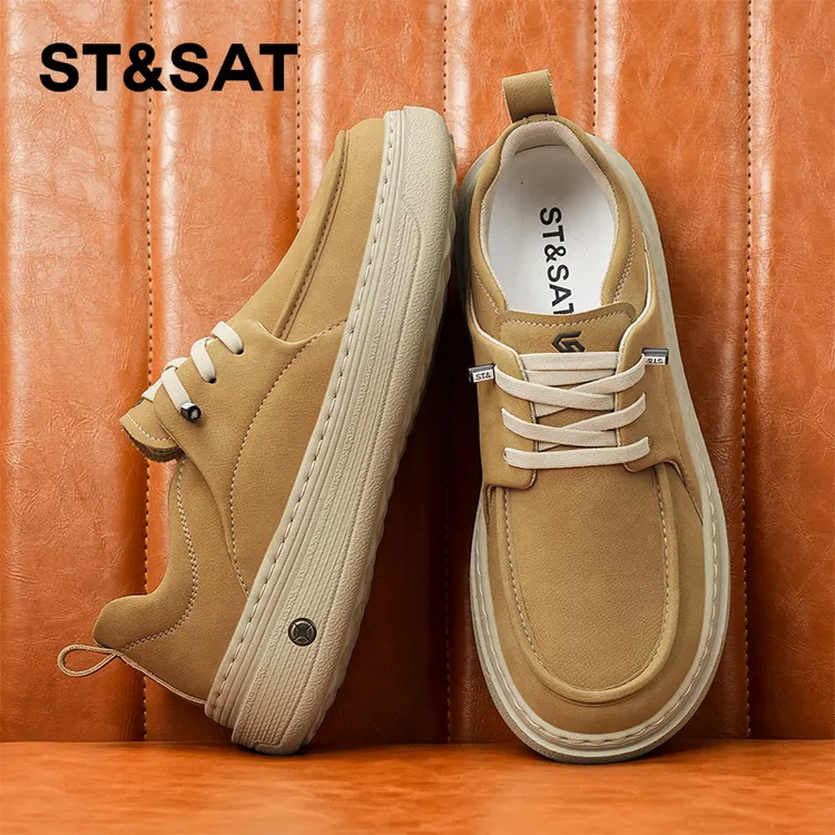 St&Sat/星期六男士老钱风厚底增高休闲鞋新款运动软底户外工装鞋商品图