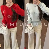 【mimius】七七 小雪花羊毛混纺手工钉珠套头毛衣 WG12012