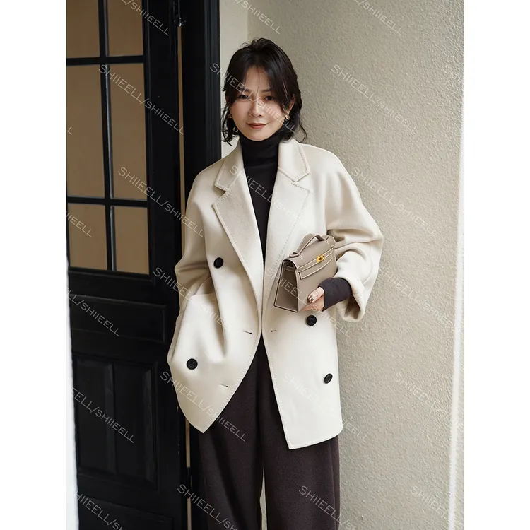 SHIIEELL【简素】经典双面呢设计师翻领时尚气质休闲百搭大衣Z8016