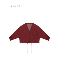 【麻訪家】MF1223红色文艺复古时尚口袋百搭保暖棉服外套