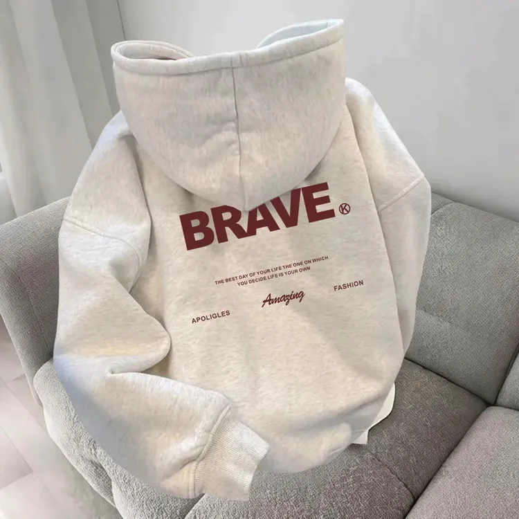 秋冬美式潮牌字母重磅百搭长袖连帽卫衣男款宽松加绒高街痞帅外套