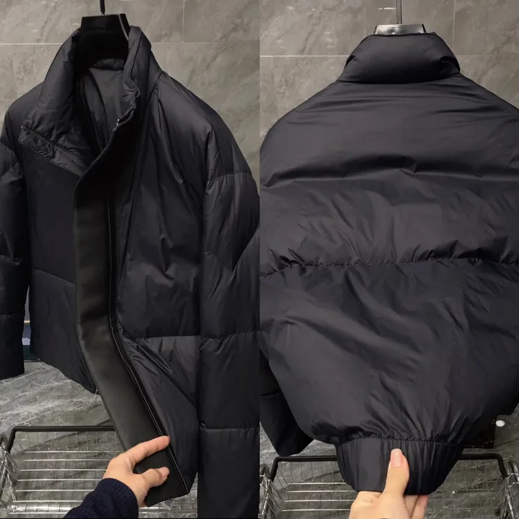 冬季新款男士轻奢时尚百搭高端超轻绵羊皮拼鹅绒羽绒服 867702