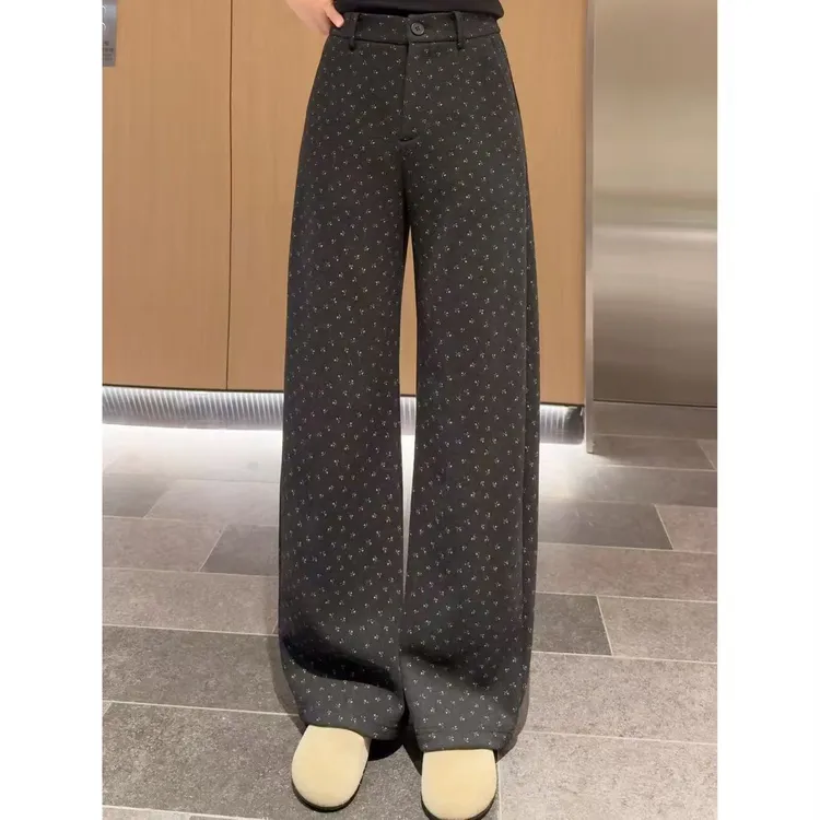 【碎花直筒休闲裤阔腿裤】小允姐姐2025新款时尚气质休闲裤