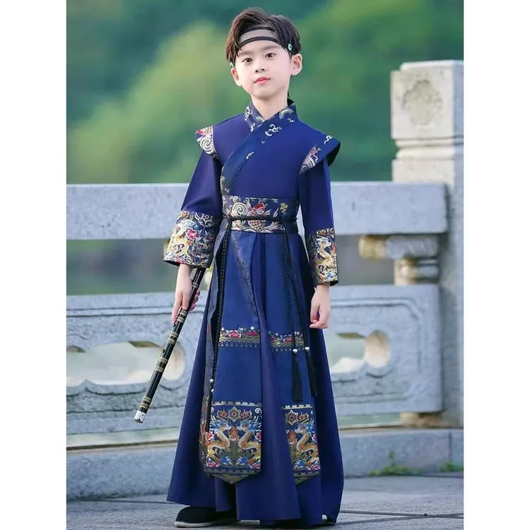 汉服男童国学服中国风古装书童服装三字经弟子规儿童演出服小学生