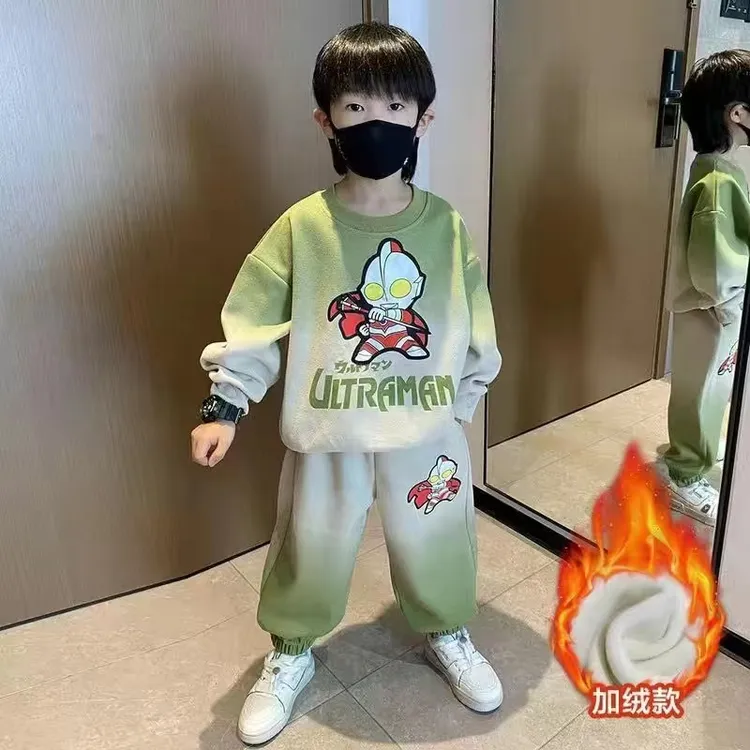 奥特曼男童春秋套装3-6岁2025新款秋冬装儿童加绒衣服宝宝小男孩