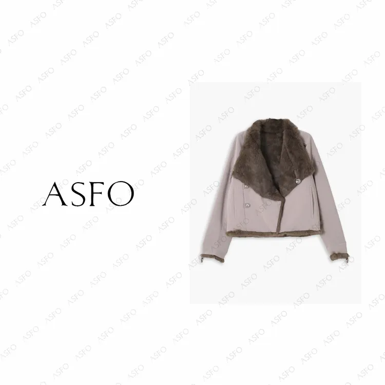 【AS邀约】25新拼接双穿大翻领兔毛皮毛一体AS25DMNWT04446