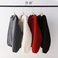 秋冬夹棉加厚刀切棉连帽外套小棉衣上衣 5SP583【胸围120 衣长62】