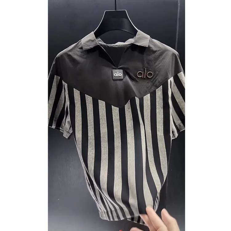 欧货轻奢高定大牌男装上衣2025夏季新款字母刺绣设计感条纹Polo衫