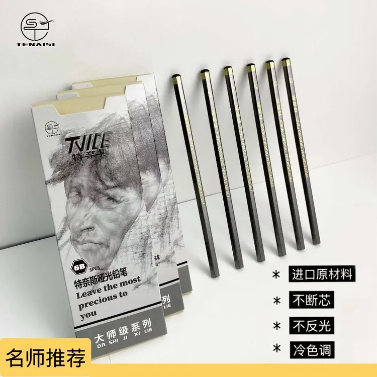 特奈斯大师级哑光铅笔进口高级笔芯冷调不反光绘画素描速写美术生
