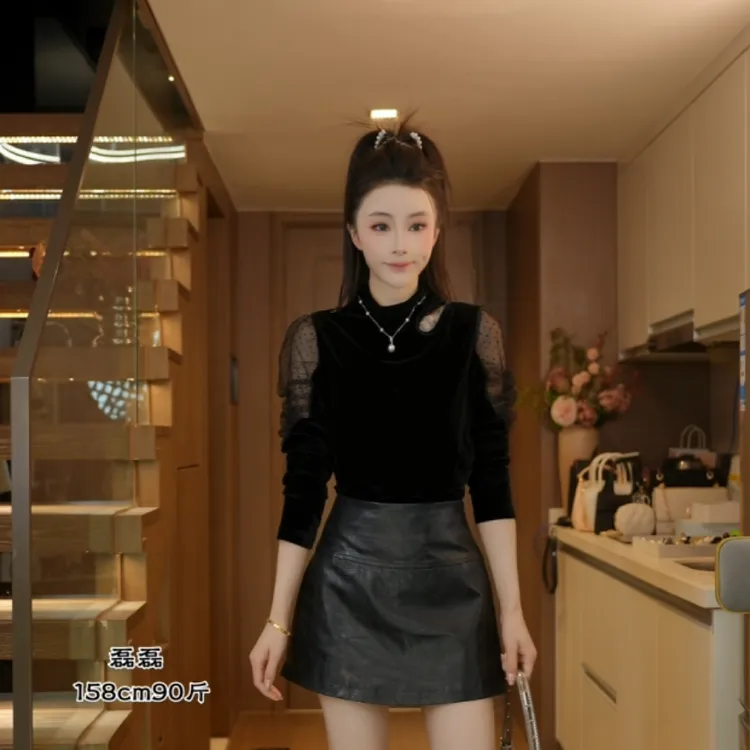 磊磊【蝴蝶纱舞】丝绒上衣 斜肩蝴蝶丝绒上衣#88121