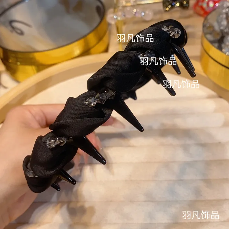 原创【2412】新款镶钻缠绕防滑网红带齿发箍女气质洗脸压发发卡头饰