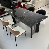 微色彩意式极简天然铂金钻奢石餐桌