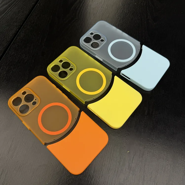 拼接撞色半透磁吸适用iphone17手机壳苹果16promax硬壳14男13