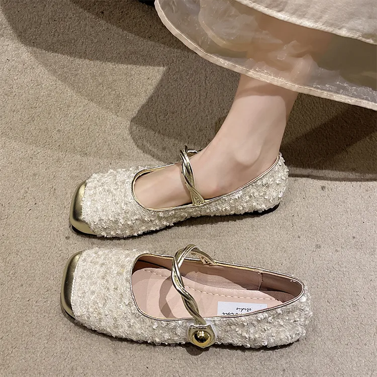 玛丽珍女鞋平底单鞋2025新款春季气质方头奶奶鞋小香风温柔晚晚鞋