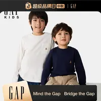 【大小童同款】Gap男女童2025秋季新款小熊logo纯棉长袖DR 687266