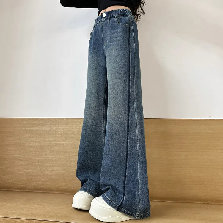 学生喇叭裤女童牛仔裤大童12-15岁儿童裤子女孩春秋潮裤洋气时尚