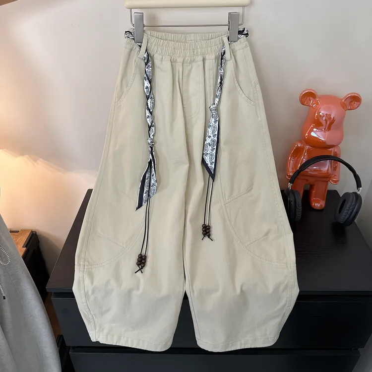 川度25359儿童百搭弯刀裤秋装新款长裤男女童散兵裤宽松休闲裤子