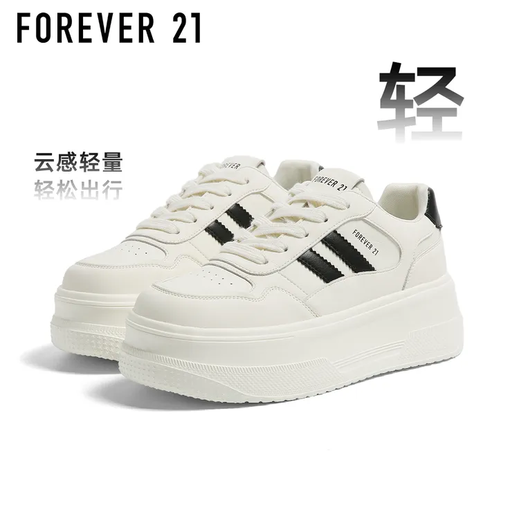 F21超厚底小白鞋女款2025新款夏季透气增高轻便百搭低帮休闲板鞋