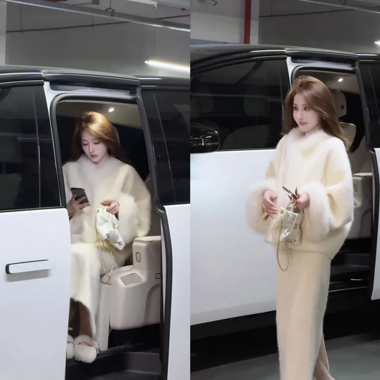 【婷婷】《摄人心魄》 慵懒贵气重工狐狸毛拉绒大衣套装25DK8010【Q】