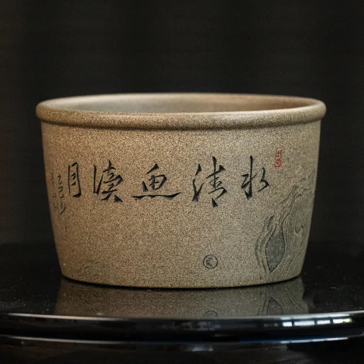 南柯记【双鱼】青段全手工刻绘双鱼杯|紫砂茶杯主人杯高档茶器
