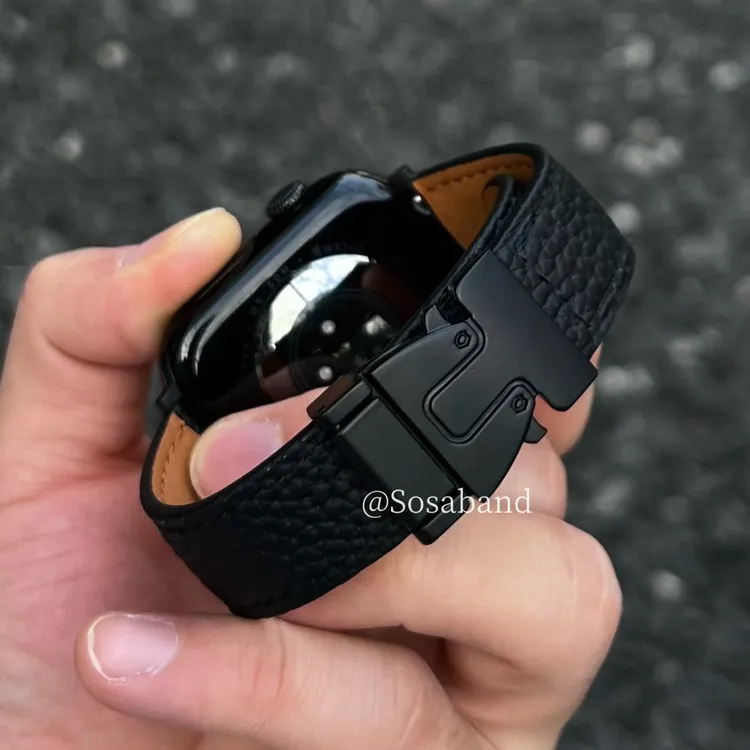 SosaBand伞扣荔枝纹磁吸适用苹果手表带i9S10Apple8Watch2ultraSE