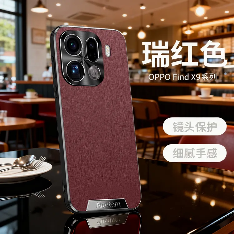适用OPPOFindx9手机壳新款素皮findx9pro防摔商务findx9保护套男