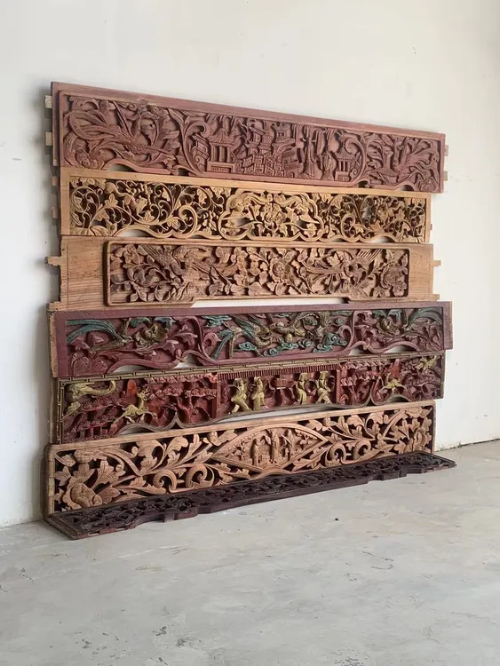 人物花鸟雕花花板，纯手工雕刻，寓意吉祥包老装饰装修精品