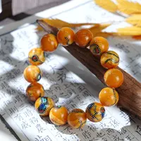 【壹芳珠宝】天然原矿尼泊尔蜜蜡妖花圆珠手串14-16mm