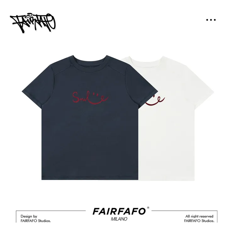 【字母笑脸短袖】MK5ZB0483纯棉字母夏季纯色百搭简约休闲短袖T恤