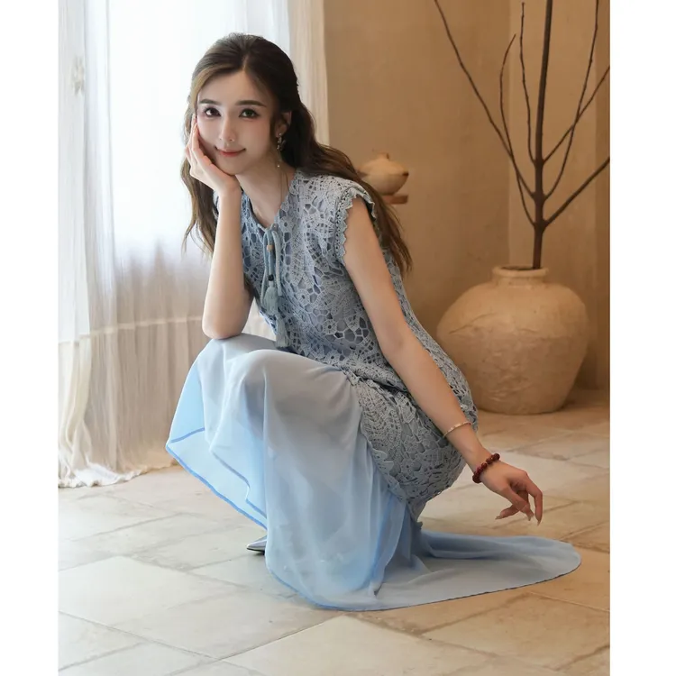 COCO BECCI【海盐气泡】时尚显瘦拼接提花气质连衣裙CFLJB372117