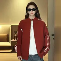 Beauline秋冬季撞色开衫针织男女同款常规毛衣针织衫短款情侣外套