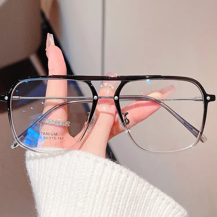 29-潮流痞帅双梁飞行员眼镜男近视配度数大框显脸小眼睛超轻钛架