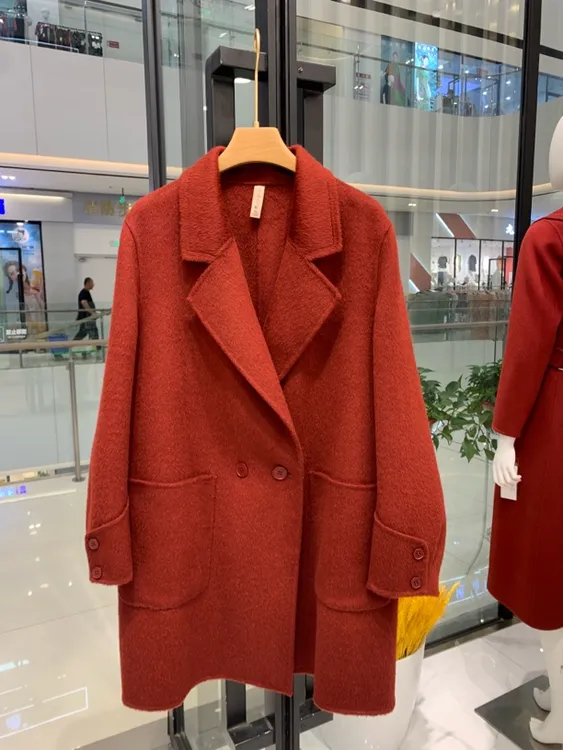 【档口实拍】中长款羊毛羊绒大衣网红呢大衣毛呢外套女实体店品质