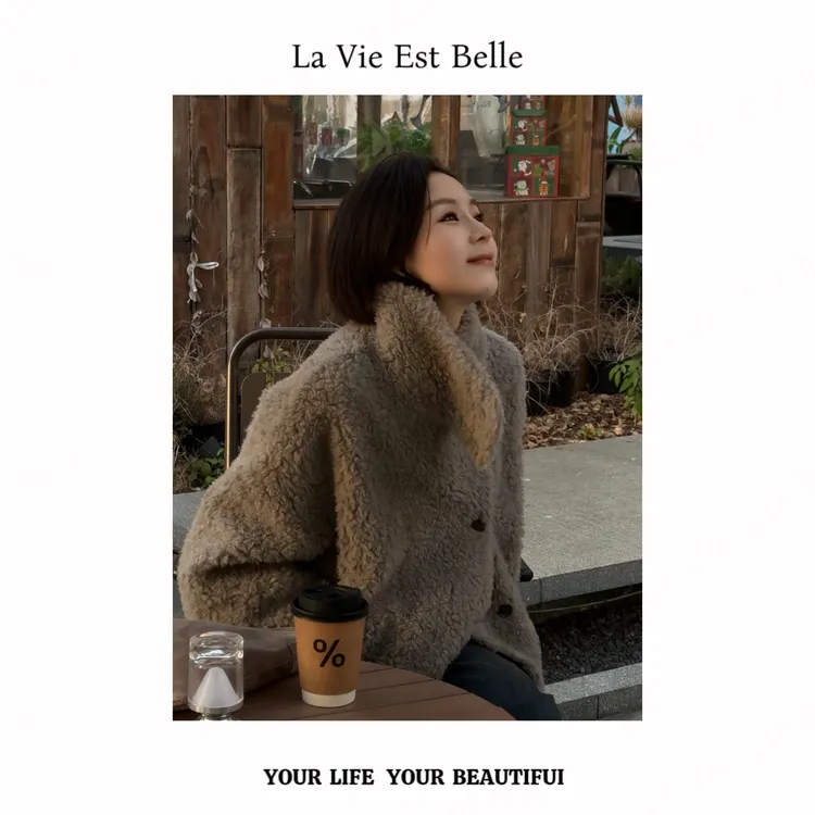 【毛绒极简】立领INS风毛绒极简风保暖加厚常规款女短外套SY-W097