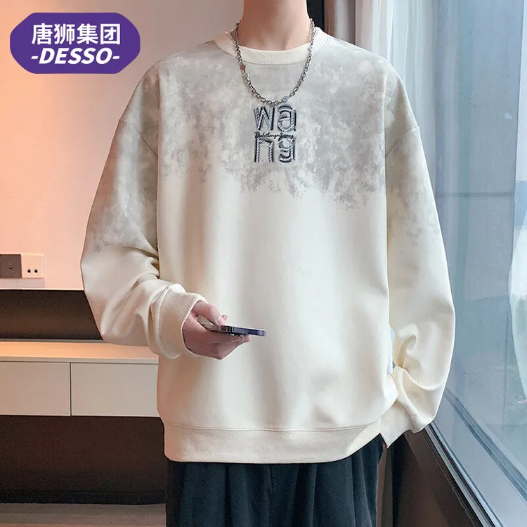 唐狮集团DESSO男士圆领卫衣春季宽松百搭休闲潮流长袖打底衫上衣