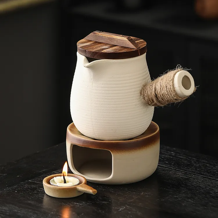蜡烛温茶炉底座家用围炉煮茶暖茶小火炉罐罐暖奶壶带盖粗陶泡茶壶