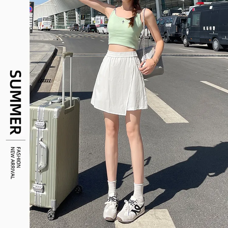 冰丝速干裙裤女夏季防走光假两件高腰a字显瘦小个子半身短裙子