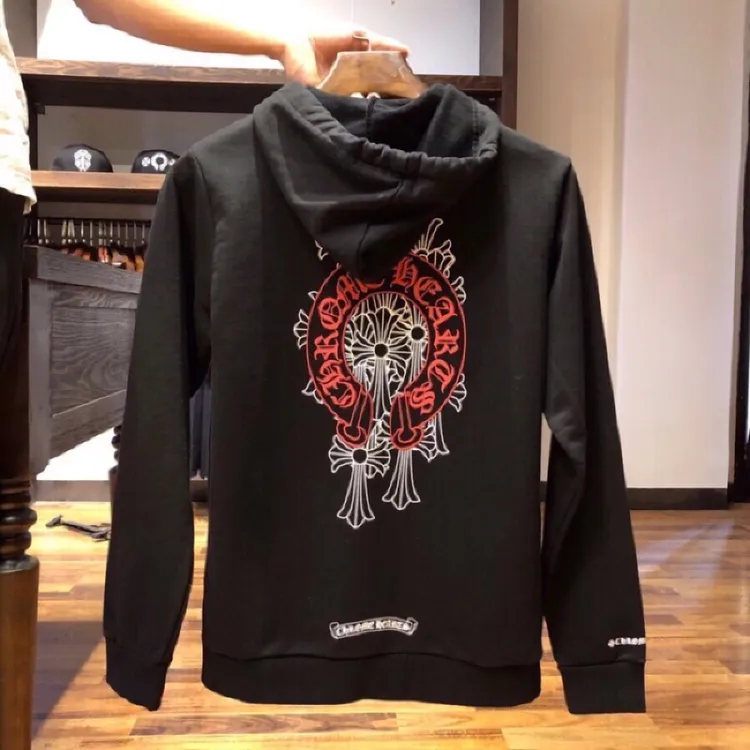 潮 克罗 新款连帽卫衣男女同款 印花马蹄十字架纯棉情侣开衫外套