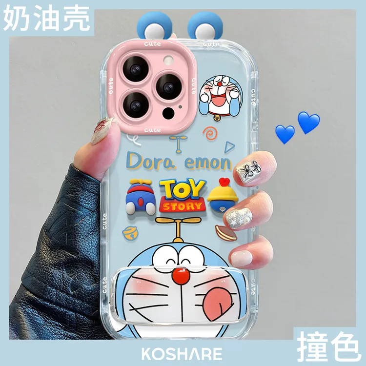 哆啦草莓熊适用苹果15华为vivo/oppo小米iPhone16果冻奶油手机壳