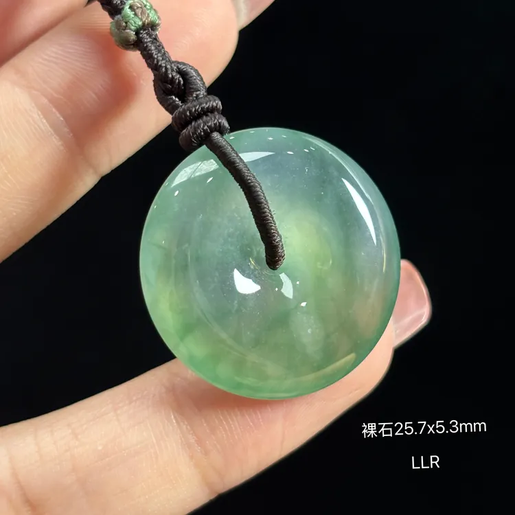 《缅甸翡翠珠宝严选》冰晴飘黄平安扣玉石吊坠（下单咨询客服）LLR