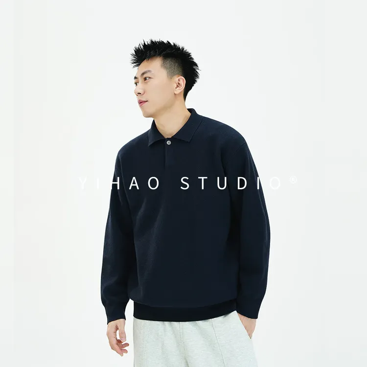 YIHAO STUDIO秋冬男士老钱风针织衫毛衣高级感长袖穿搭羊毛混纺