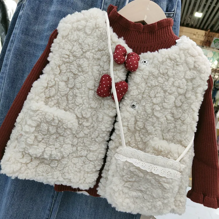 女童秋冬加厚毛毛两件套