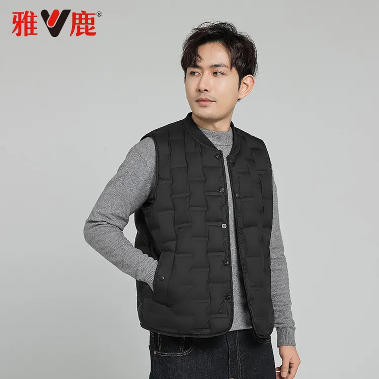 雅鹿羽绒服男加绒马甲2025秋冬新款中老年休闲保暖加厚背心爸爸装